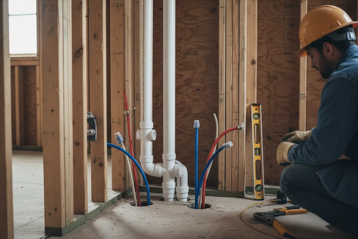 Drain and supply rough-in during Leak Detection in Harmans